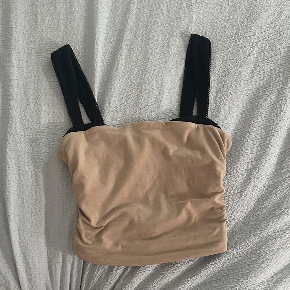Free People Tan Camisole with Black Straps